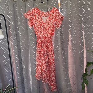 Parker NWOT Red Patterned Wrap Dress